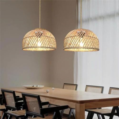 Chandelier de ratán tejido a mano H3TF5J con cable ajustable de 120cm para techo 4