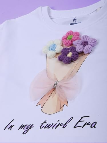 Image of KiddoPanti Girls 100% Cotton Solid Drop Shoulder Half Sleeve Round Neck Crop Tee