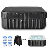 Best Hot Tubs for Small Spaces UK: 10 Ranked Picks 3 Mosener 60' X 60' X 25' Hot Tub, 2-4 Person Inflatable Hot Tub, Square Blow Up Portable Bathtub Outdoor Spa with 120 Bubble Jets and Heater Pump, Filter