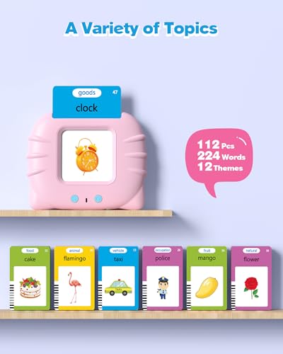 Image of Bilingual Spanish and English Talking Flash Cards for Ages 2+, Pocket Speech Therapy Tools with 512 Words, Montessori Language Learning and Autism Aids (224 Words English Pink)