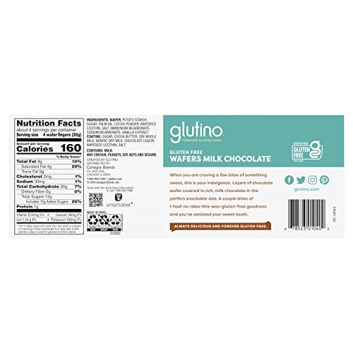 Glutino Gluten Free Wafers, Luxuriously Delicious, Chocolate Flavor, 4.6 Oz #TOP1