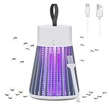 Rechargeable Bug Zapper for Home and Camping - Mosquito Zapper with Safety Grid, Cordless Fly Trap with Purple Light,Mosquito Killer for Indoor/Outdoor Use,USB Charging (Gray)​