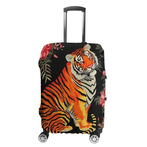 Tiger Floral Travel Suitcase Protector Luggage Cover Protective Washable Anti-scratch Baggage Cover