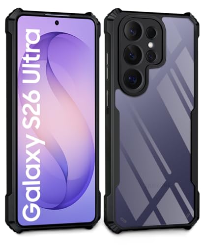 Image of WOW IMAGINE Shock Proof Clear Back Case Mobile Cover for Samsung Galaxy S26 Ultra 5G 2026 (Hard | Hybrid PC + TPU | Full Armour Device & Camera Protection | Black)