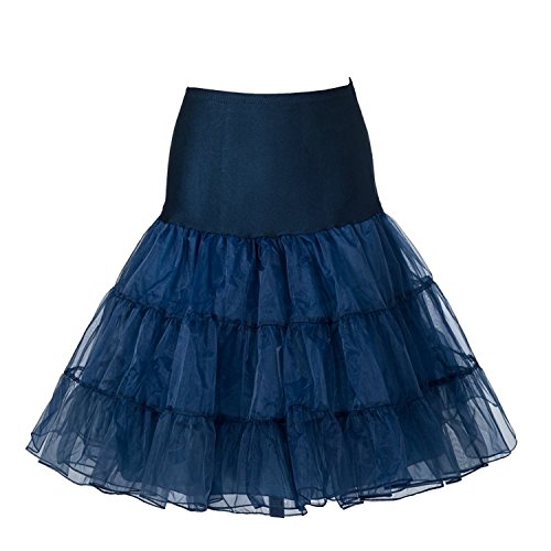 Boolavard Vintage retro Anáguas de 50 oscilação de 1950 rockabilly branco, preto, azul, rosa, vermelho, Azul escuro, S-M