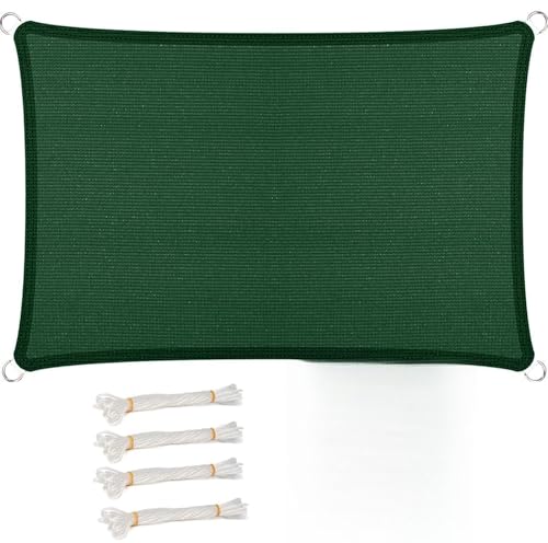 Toldo Vela de Sombra Transpirable 260 x 600 cm, Prevención Rayos UV, Permeable Al Agua, Resistente, Toldos Exterior Toldo Vela, para Patio,Jardín,Exteriores, Verde Oscuro