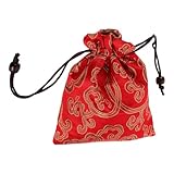 GETAJGHSD Bolsa Tradicional China de Seda Cierre de Cordón, para Almacenamiento de Cuencos y Joyas, Tamaño Pequeño 13X16 CM, Uso Doméstico y Viajes, Color Rojo