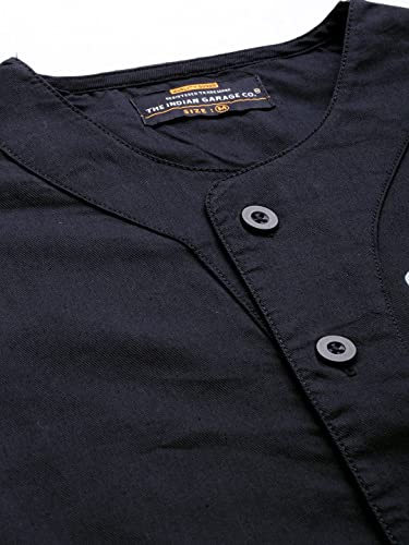 Image of The Indian Garage Co Men Regular Fit Placement Print Half Sleeves Baseball Collar Casual Shirt