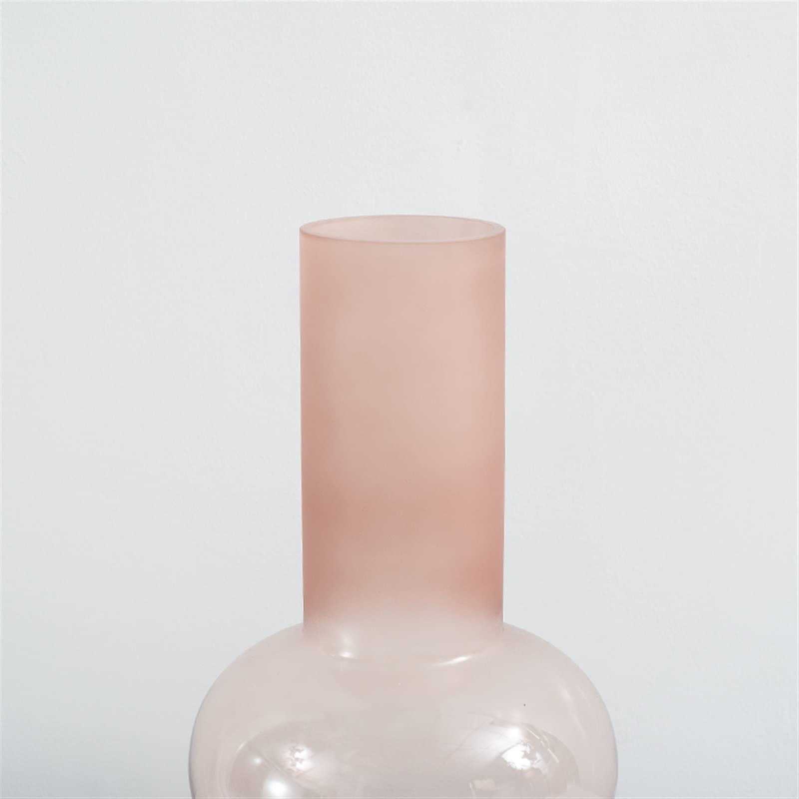 Vaso Di Fiori Decorazione moderna semplice in vaso di vetro rosa Disposizione fiori smerigliati Stanza campione morbida Tavolo da soggiorno floreale(Piccolo)