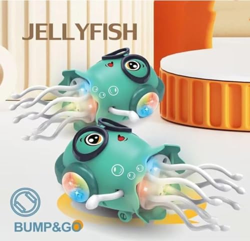 Image of Dancing Jellyfish Baby Toy, Electric Crawling Jellyfish Toy, Crawling Toy with Light and Sound - Interactive Tummy Time Toys for Boys Girls Birthday Gift
