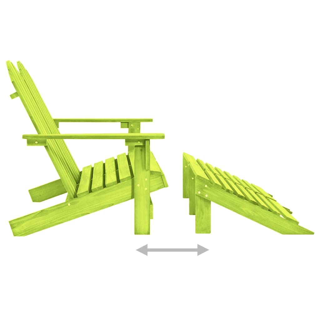 Adirondack Chaise 2 places avec pouf, bois massif épicéa vert