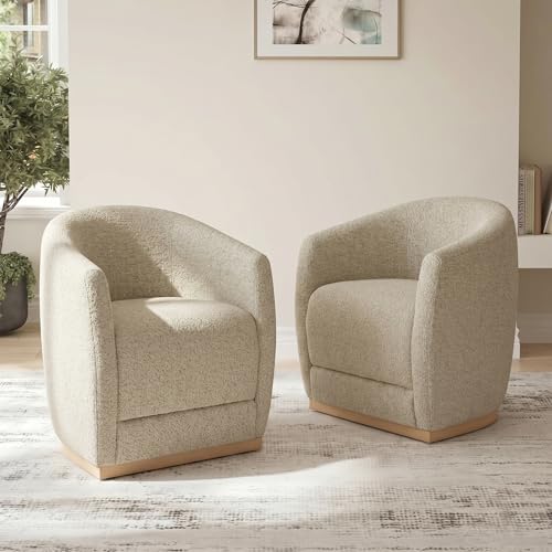 CHITA Upholstered Dining Chairs with Casters Set of 2 Oatmeal