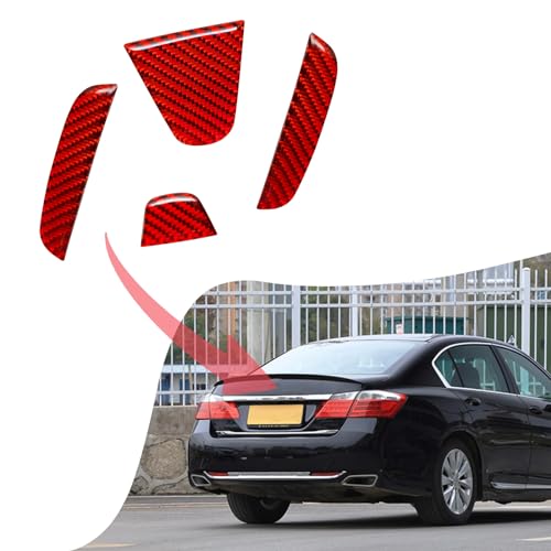 Image of SUNJIKA Red Carbon Fiber Rear Tailgate Emblem for Honda Accord 2013-2017 | 4Pc Red Real Carbon Fiber，Scratch Proof，Self-adhesive