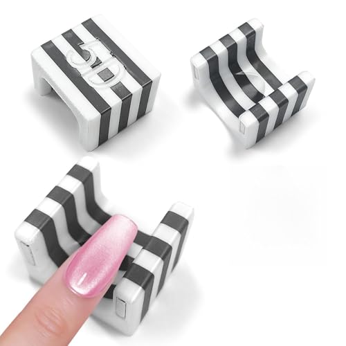 5D Nail Magnet Tool Only (No Ball Magnet) - Cat Eye Magnet with Non-Slip Finger Stand, U-Shaped Strong Magnetic Tool for Beginners, DIY Home Salon Manicure Set (HJ-NAT278-WB)