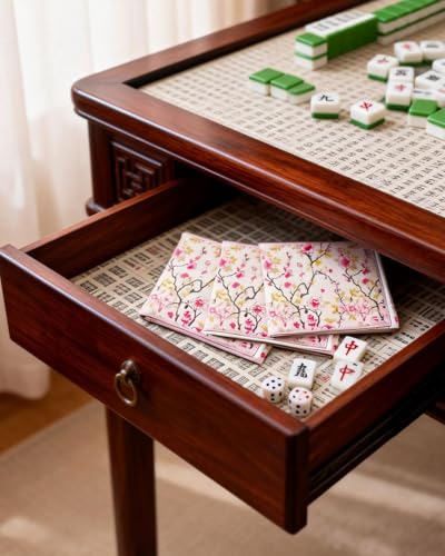 Funda para cartas Mahjong, pack 4, diseño chinoiserie rosa miniatura 3