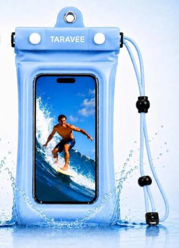 Image of Waterproof Phone Pouch, IPX8 Universal Waterproof Phone Case Dry Bag with Lanyard for iPhone 14 13 12 11 Pro Max XR X XS SE 8 Plus Samsung S23 S22 Ultra S21 S10 S9 (Blue- Floting)
