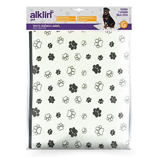 Tapete Higiênico Pet Reutilizável para Cães, Alklin Pet, Branco com Borda Preta, Tamanho G