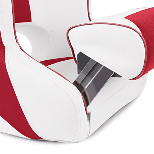 Siège baquet de capitaine blanc rouge rabattable pour console de bateau