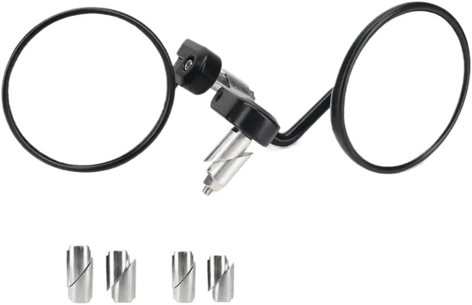 Universal Handlebar End Mirror Compatible With Motorcycle Left And Right Handlebars 13-20mm Inner Diameter Aluminum 95mm Lens Glass