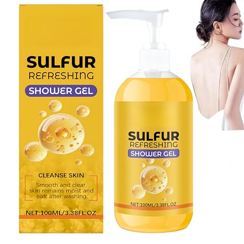 Gel de ducha refrescante con azufre, gel de ducha, gel de ducha limpiador, hidratación profunda, suaviza la piel, fórmula suave y delicada para todo tipo de piel, 100 ml (1Piezas)