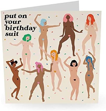 Central 23 - Funny Birthday Card for Female Friends - 'Birthday Suit' - Humorous Birthday Cards for Women - Funny Cards for Wife Sister Girlfriend - Comes With Fun Stickers