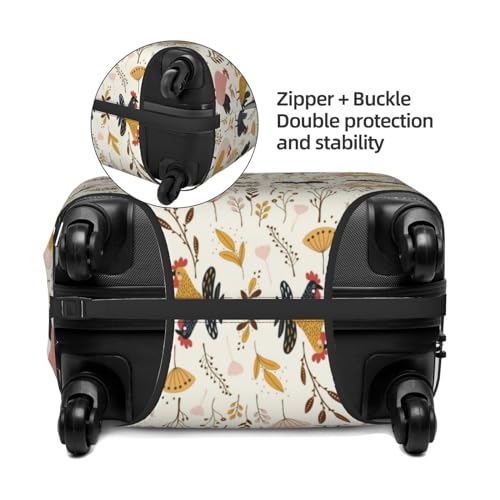 Cartoon Chickens Luggage Cover Protector Anti-Scratch Washable Fits 18-32 Inch Luggage-Large4