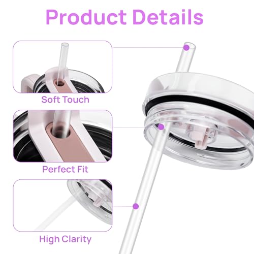 WISYOK 6 Stück Stanley Cup Strohhalm für 30 40oz, Wiederverwendbare Strohhalme, Straw Plastik, Tritan Material, BPA-Frei, 6 Klare Trinkhalme mit 1 Reinigungsbürste (30cm x 1cm)