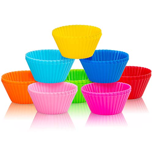 Diealles Shine Moldes de Silicona para Magdalenas, 32 Pack Moldes para Magdalenas de Repostería de Silicona Reutilizables para Pastelería, Magdalena, Pastel