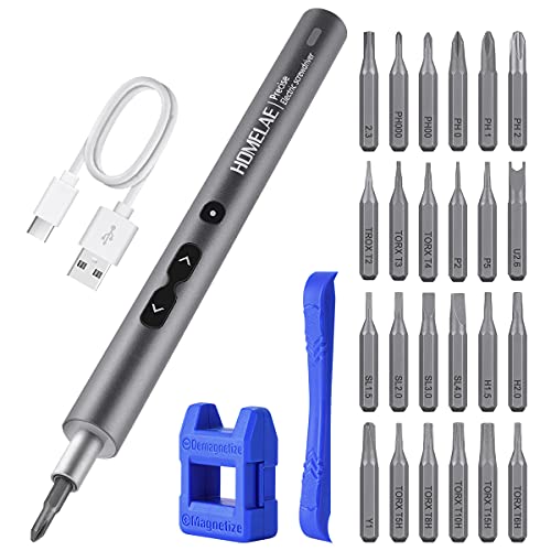 Homelae Electric Precision Screwdriver Set, 28 in 1 Magnetic Cordless Rechargeable Repair Tool Kit with Case for Repairing Smartphone Macbook IPAD Electronics Watches Eyeglasses Camera, HL110