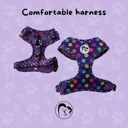 Image of JB Outdoor Walking Harness - Collar, Leash and Poop Bag Kit, Adjustable Breathable, No Pull Harness, Soft Grip Leash, for Puppies, Small Dogs, Cats and Rabbits, Extra Bags, Paw