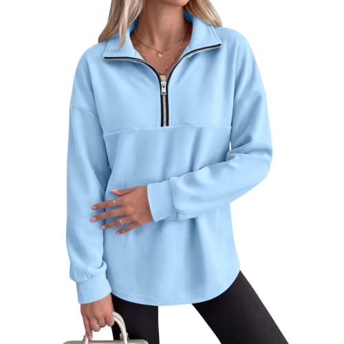 Gumipy Quarter Zip Pullover Women Casual Fleece Lined Hoodie Sweat Shirts - image 6
