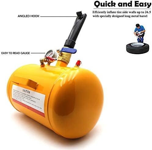 Miniatura 4 de HTTMT - 7.5 galones de neumáticos de aire para vehículo, herramienta de asiento inflador camión ATV 145PSI PN ET-CAR-TIRE005-7.5G-AMARILLO