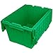 Akro-Mils 39120GREEN 39120 Industrial Plastic Storage Tote with Hinged Attached Lid, (21-Inch L by 15-Inch W by 12-Inch H), Green, (6-Pack)