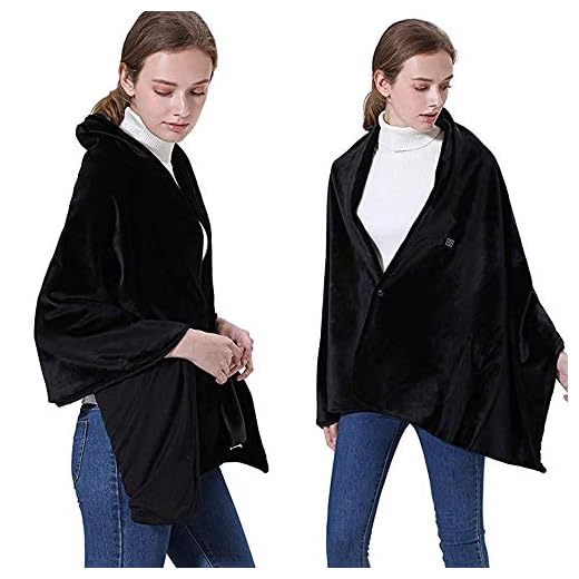 WSXZ Cordless Blanket Shawl Battery Operated, Blanket Pad for Neck and Shoulders with Auto Shutoff, Heated Cape Soft Flannel Lap Blanket - Washable 168x65cm