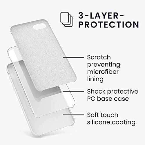 Image of VONZEE Liquid Silicone Soft Back Cover for iPhone 7 Case, Shockproof Slim Camera & Full Body Protection Non Yellowing Cover with Microfiber Lining & Logo Cut (4.7 Inch) -White