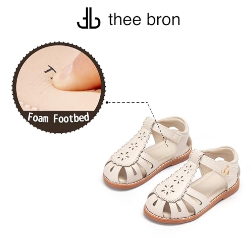 Image of THEE BRON Toddler Girls Closed-Toe Sandals Sweet Retro Cutout Summer Dress Shoes
