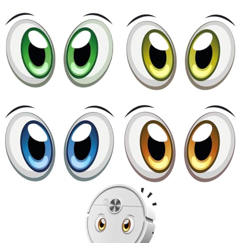 WUSJCOF Set of 4 Decorative Stickers Face Eyes for Robot Vacuum Cleaners, Robot Mowers, Mops, Wheelie Bins, Robots