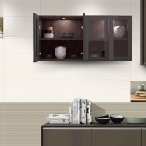 Image of SPECIALITY PANELS Multipurpose Cabinet with Modern Elegance Tinted Glass Wall Cabinet, Space Organizer for Office /Kitchen in (Flowery Wange, 4 Glass Shutter)
