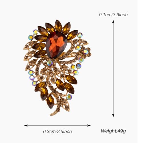 Image of SELOVO Big Large Flower Statement Brooches Pins Scarf Decoration Gold Tone