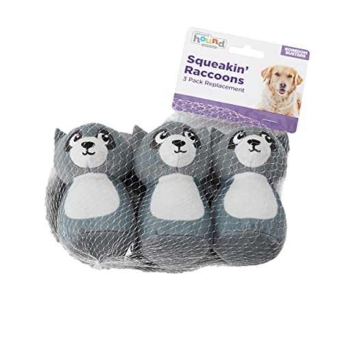 Image of Outward Hound Squeakin' Raccoon Hide A Puzzle Plush Replacement Dog Toys - 3 Pack