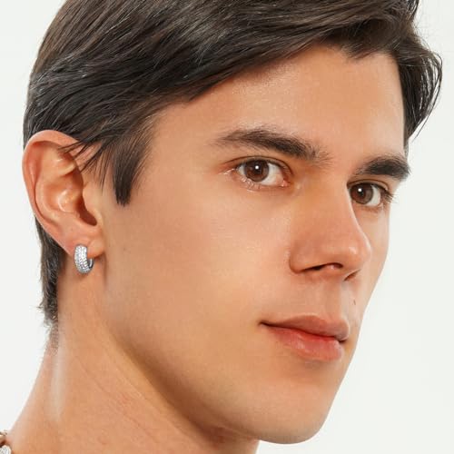 TOPGRILLZ Diamond Gold Hoop Earrings 5A+ Cubic Zirconia 14K Gold Small Chunky Thick Cartilage Hoop Huggie Earrings For Men Women4