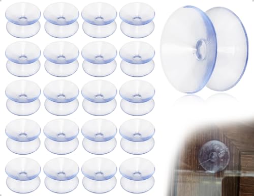 Emezddo 20 piezas de ventosas de doble cara,botones de succión antideslizantes,ventosa pequeña transparente,ventosa de plástico,para tablero de vidrio,tablero de vidrio de mesa,ventana(redonda,20 mm)