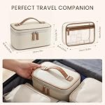 Prite 2 Pcs Makeup Bag Set Travel Cosmetic Case with Clear Toiletry Bag - Image 3