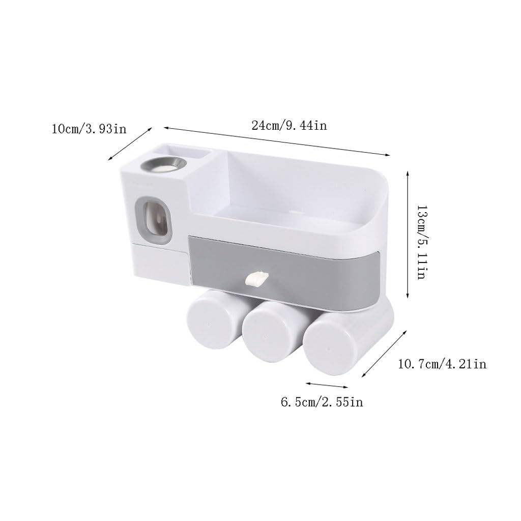 Soporte para Cepillo de Dientes de Pared para baño, dispensador de Pasta de Dientes, Soporte para Pasta de Dientes Blanca, Caja de Almacenamiento de cosméticos con cajón (A S24cm)