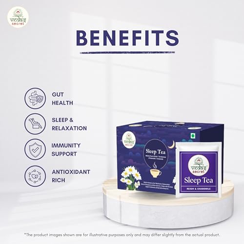 Image of VEDA'S SECRET Restful Sleep Tea | Chamomile & Reishi | Natural Bedtime Tea for Relaxation & Sleep Support | Caffeine-Free | All Natural | 20 Tea Bags
