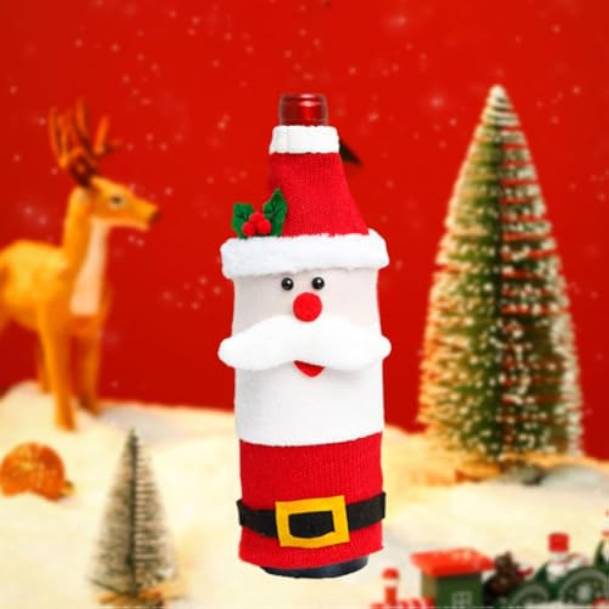 Christmas Santa Claus Wine Bottle Bag for Holiday Celebration