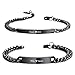 MunkiMix 2 Pcs Personnalisé Couple Bracelets Ensemble Personnalisé Gravure Nom pour Hommes Femmes Petit Ami Petite Amie Barre En Acier Inoxydable Réglable Lien Gourmette Relation Amour (Couleur Noire)