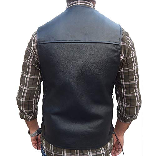 Ard Champs Men's Leather 10 Pockets Motorcycle Biker Vest #TOP1