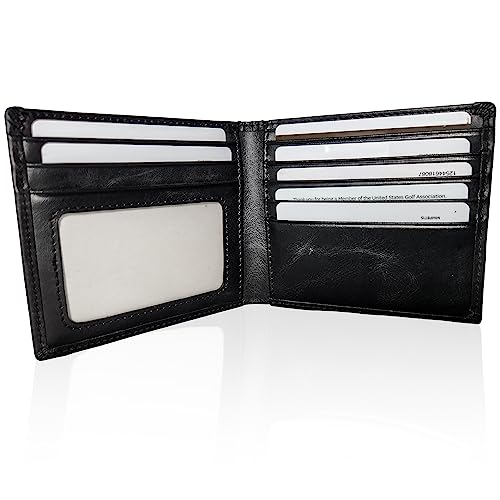 Large Wallet for Men with 7 slots for credit cards and 1 ID Window. Oversized Slim Design to fit in your pocket, Not Bulky. Bifold Wallet Organizer. Quality Leather. 4 1/4 in X 4 in3