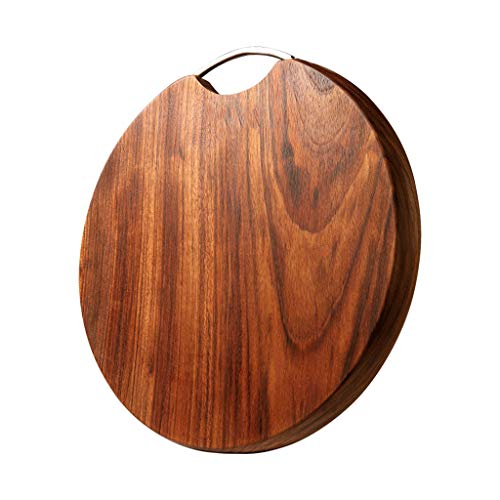 Tabla de cortar Tabla de cortar Tabla de cortar de cocina redonda reversible de madera maciza con mango de acero inoxidable Adecuado para cortar carne/verduras/frutas/pan-3 tamaños